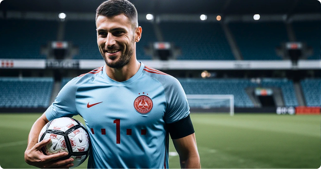Gülümseyen futbolcu fotoğrafı 1xBet